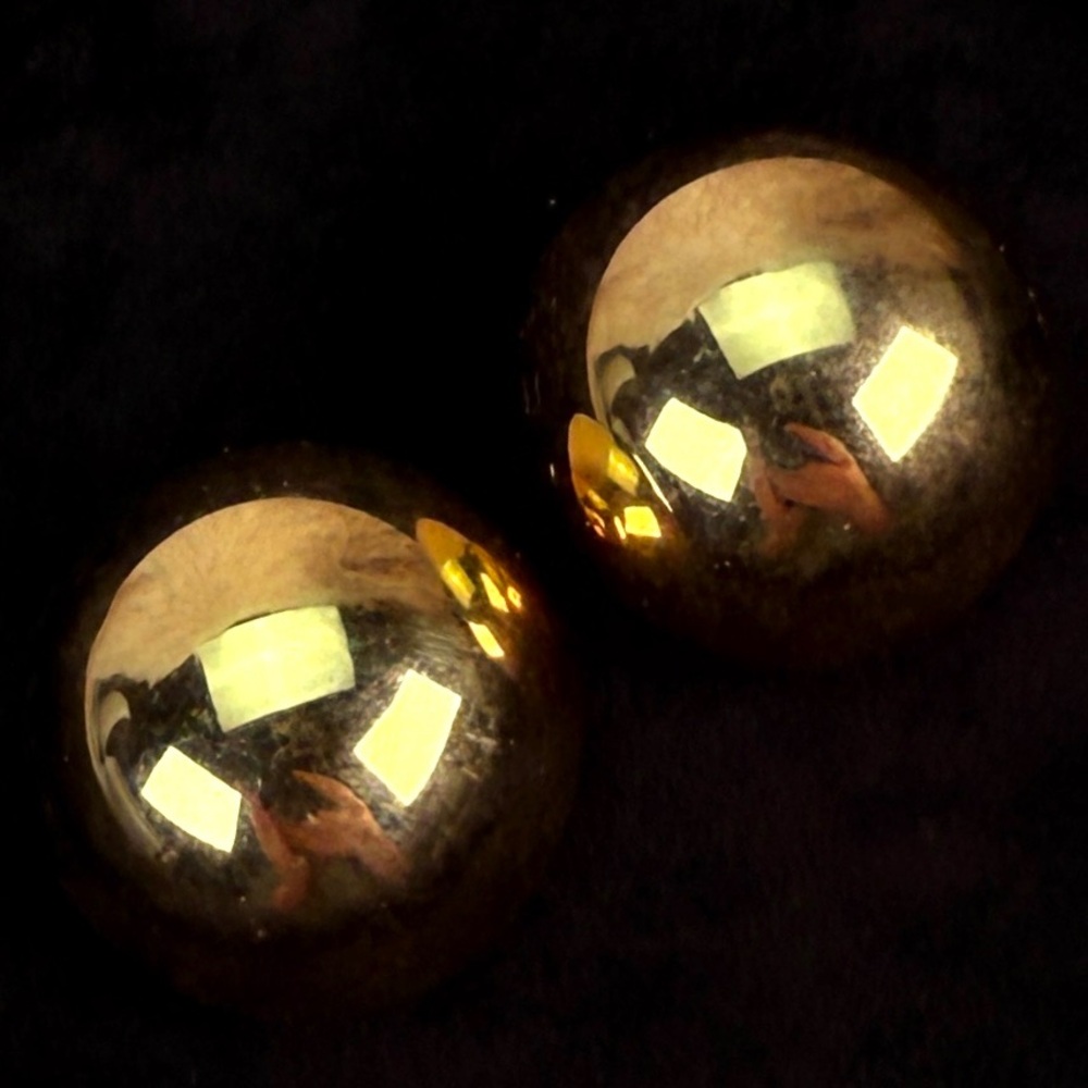 Vintage aged goldtone, half dome Clip-On Earrings